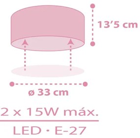 Dalber 42006S - Detské stropné svietidlo COLOR LIGHT 2xE27/15W/230V ružová