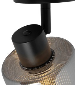 Art Deco stropné bodové svetlo čierne s dymovým sklom nastaviteľné - Laura