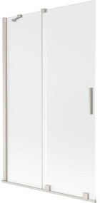 Mexen Velar, 2-krídlová posuvná vaňová zástena 110 x 150 cm, 8mm sklo námraza, brúsená oceľ, 896-110-000-31-97