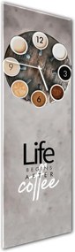 Nástenné hodiny Styler Glassclock Coffee Love, 20 × 60 cm
