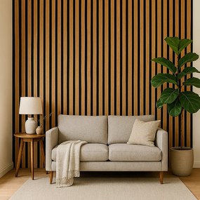 3D Drevené lamely na stenu na filci 275x46cm - DUB SLNEČNÝ