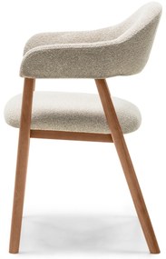 Čalouněná jídelní židle Sorento z masivu bouclé béžová/ořech