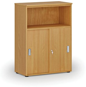 Kombinovaná kancelárska skriňa so zásuvnými dverami PRIMO WOOD, 1087 x 800 x 420 mm, buk