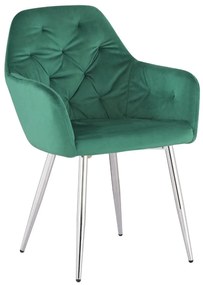 Zelená zamatová jedálenská stolička 84cm