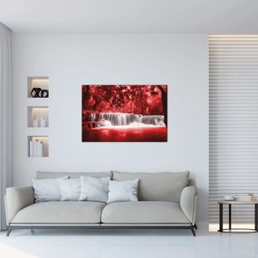 Obraz - Červený, vodopád (90x60 cm)