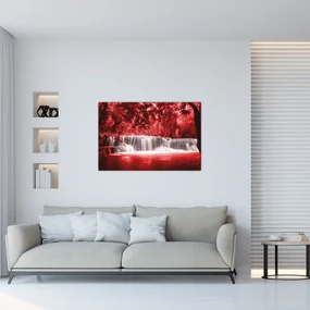 Obraz - Červený, vodopád (90x60 cm)