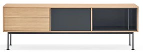 Antracitovosivá TV komoda v dubovom dekore Teulat Yoko