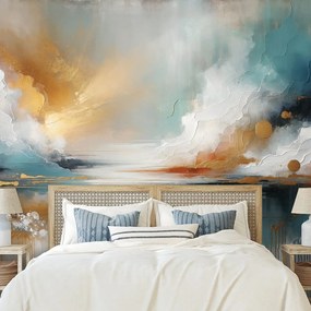 Tapeta abstraktné zlaté a modré tóny