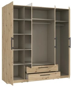 Šatníková skriňa so zrkadlom MARO 200x213 cm dub artisan