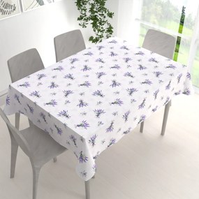 Biante Teflónový obdĺžnikový obrus TF-128 Vetvičky levandúľ na bielom 140x200 cm