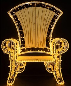 DECOLED Vianočné vonkajšie kreslo, 850 teplých bielych LED diód, drevené sedadlo