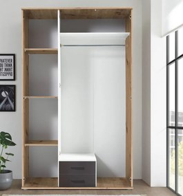 Šatníková skriňa Chicago, 120 cm, dub artisan/antracit