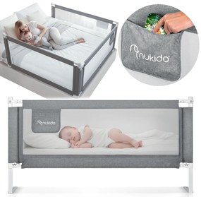 Bezpečnostná zábrana k posteli 200 cm Nukido NK-227 - sivá