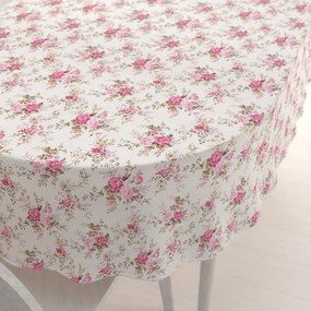 Biante Dekoračný oválny obrus PML-107 Ružové ružičky na bielom 100x140 cm