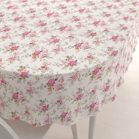 Biante Dekoračný oválny obrus PML-107 Ružové ružičky na bielom 120x160 cm
