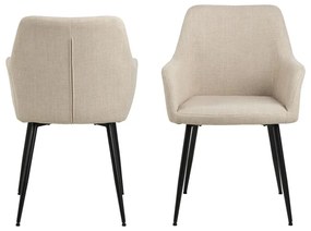 Béžové čalúnené jedálenské kreslá v súprave s podrúčkami 2 ks Lizzy – Actona