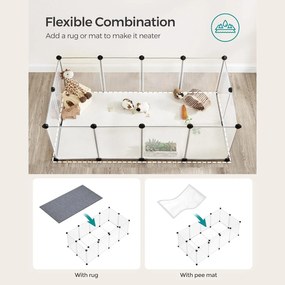 Ohrádka pre domáce a malé zvieratá s podlahou, plastová klietka, biela