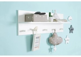 Biely nástenný detský vešiak Dreamworld 3 – Roba
