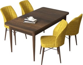 Jedálenský set Arpo (orech barokový + horčicová) (pre 4 osoby). Akcia -18%. Vlastná spoľahlivá doprava až k Vám domov. 1144506