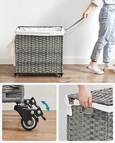 Kôš z umelého ratanu na kolieskach, 66x66x33cm