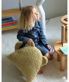 Zelený detský pohovkový vankúš z textílie buklé Bear – Wigiwama