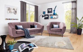 Trojmiestna pohovka Olivio, svetle ružová zamatová látka