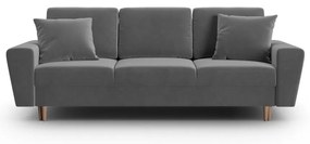 Svetlosivá zamatová rozkladacia/s úložným priestorom pohovka 235 cm Kyoto – Cosmopolitan Design