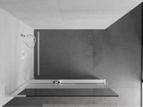 Mexen Kioto+ L, sprchová zástena Walk-In s poličkou a vešiakom 80 x 200 cm, 8mm číre sklo-námraza, biely profil, 800-080-123-20-35