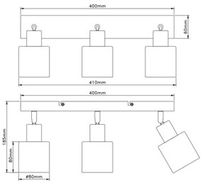 Globo 54114-3 - Bodové svietidlo TRENT 3xE14/25W/230V