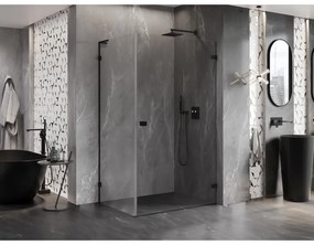 Mexen Lunar-B L pravý výklopný sprchový kút 75 x 70 cm, číre sklo, čierna matná, 832L-075-070-66-00-P