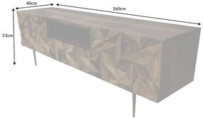 Dizajnový TV stolík Lassie 160 cm Sheesham