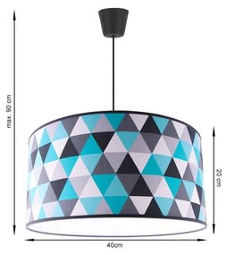 Závesné svietidlo Garo, 1x textilné tienidlo so vzorom (výber z 3 farieb), (výber z 3 farieb konštrukcie), (fi 40cm)