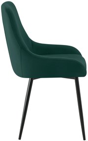 Jedálenská stolička Elmira - zamat, čierny rám - Zelená
