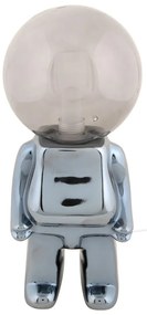 Sivá LED stmievateľná stolová lampa so skleneným tienidlom (výška 27 cm) Ross – Leitmotiv