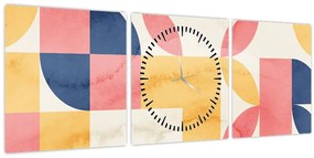 Obraz - Abstrakcia s retro vzormi (s hodinami) (90x30 cm)