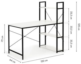 Kancelársky písací stôl s policami biely