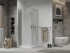 Mexen Lima sprchovací kút 90 (dvere) x 90 (stena) cm, 6mm číre sklo, chrómový profil + SLIM sprchová vanička biela 5cm, 856-090-090-00-00-4010