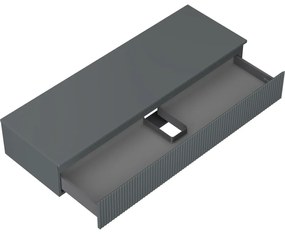 Mexen Rivel, kúpeľňová skrinka pod umývadlo 140 cm s hornou doskou, 1 zásuvka, drážkovaná, grafit matná - 91A20-14023-1-BFC66