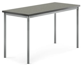 Stôl SONITUS, 1400x600x760 mm, linoleum - tmavošedá, strieborná