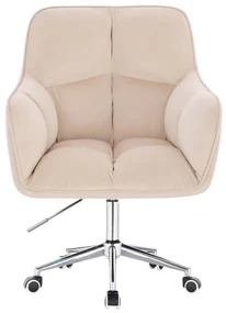 LuxuryForm DESIGN Kreslo AMALFI VELUR na striebornej podstave s kolieskami - krémové