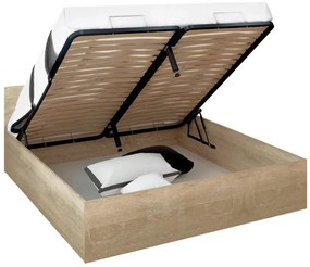 Tempo Kondela Posteľ s kovovým roštom a úložným priestorom, 180x200, dub sonoma, DOLI