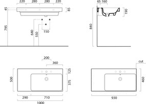GSI GSI, NUBES keramické umývadlo 100x50cm, s odkladacou plochou vľavo, biela ExtraGlaze, 9628111