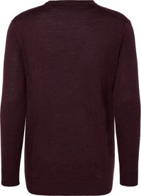 Pulóver z vlny merino, tmavočervený s melírom