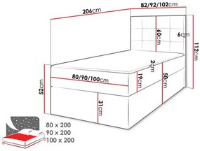 Jednolôžková posteľ 100 cm Cinara  (sivá). Vlastná spoľahlivá doprava až k Vám domov. 1121951