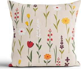 Bavlnená obliečka na vankúš Renforcé 40 × 40 cm - Rozkvitnutá lúka prírodná