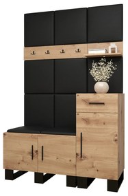 Predsieňová zostava Amanda 5 (dub artisan + čierna ekokoža). Vlastná spoľahlivá doprava až k Vám domov. 1085901