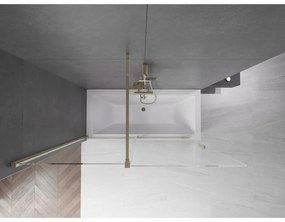 Mexen Velar, 2-krídlová posuvná vaňová zástena 160 x 150 cm, 8mm číre sklo, zlatý lesklý profil, 896-160-000-01-50