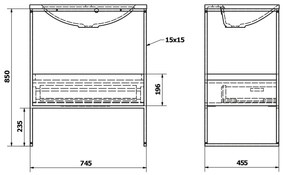Sapho Sapho, SKA konzola pod umývadlo so zásuvkou 750x850x460mm, čierna mat/biela lesk, SKA602