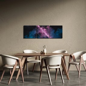 Obraz - Ružovo-modrý dym (s hodinami) (90x30 cm)