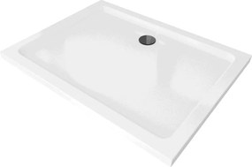 Mexen Flat obdĺžnikový sprchový kút slim 100 x 90 cm, biely, čierny sifón - 40109010B